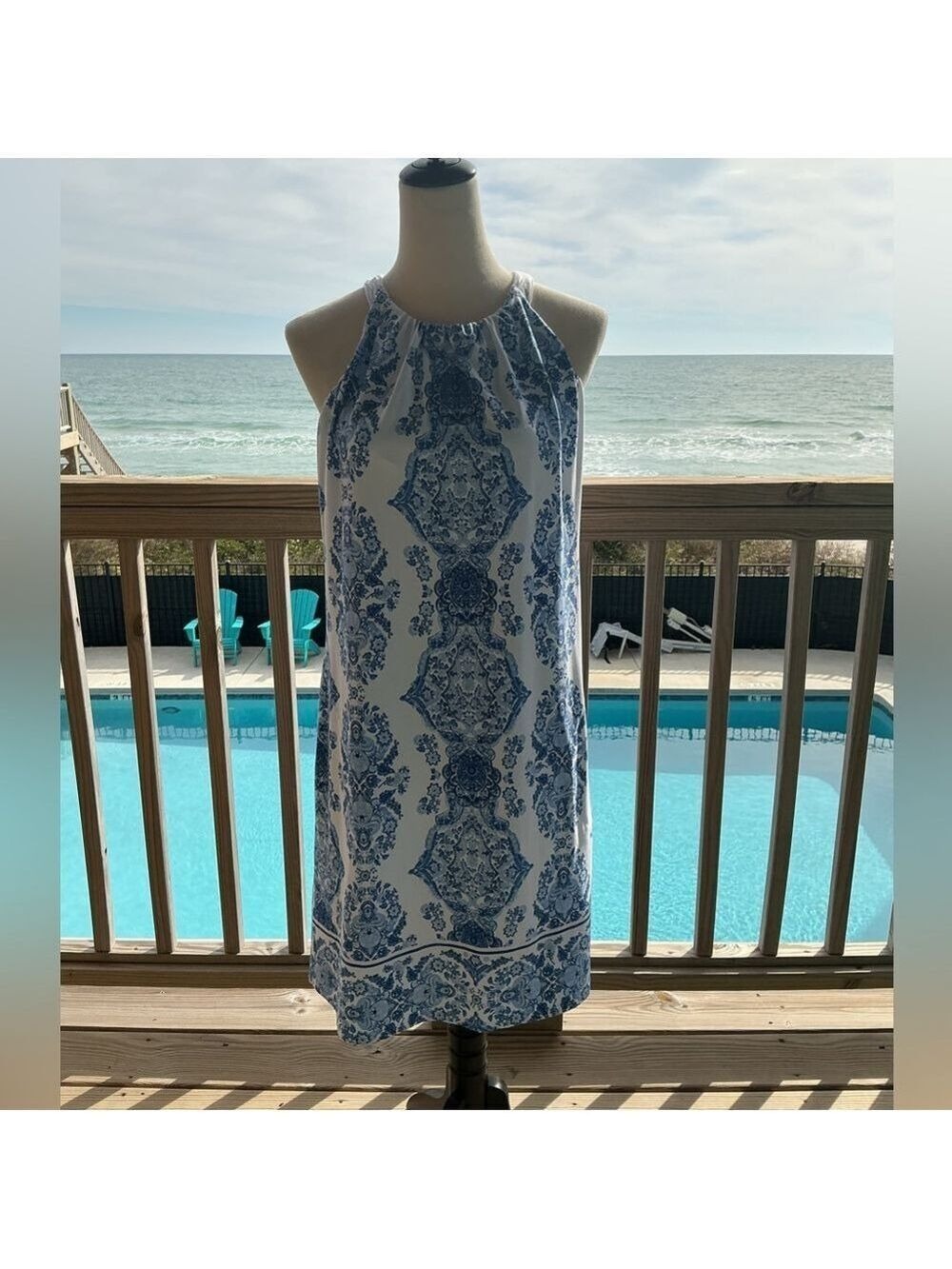 Soma Blue &  White Halter Bra Dress - Picture 13 of 13